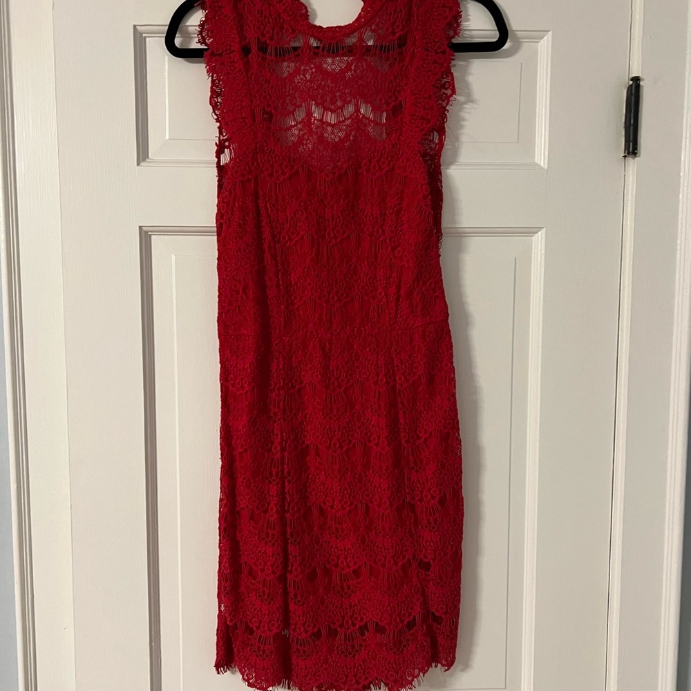 Free people red lace mini dress